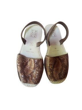Handmade Spanish Leather Snakeskin Print Sandals Size 40 EU